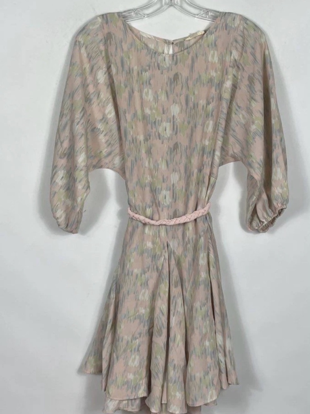 ODDY Women's Pink Multi Abstract Print Dolman Sleeve Dress M NWT